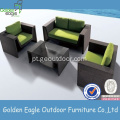 Mobiliário de jardim Exterior PE Rattan Sofa Set Black